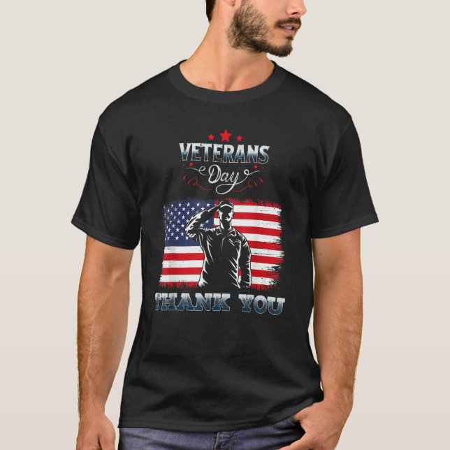 Camiseta American Flag Thank you Veterans Proud Veteran 1 (Frente)