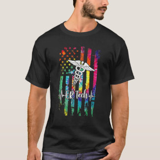 Camiseta American Flag Tie Dye ER Tech Nursi Day Nursi