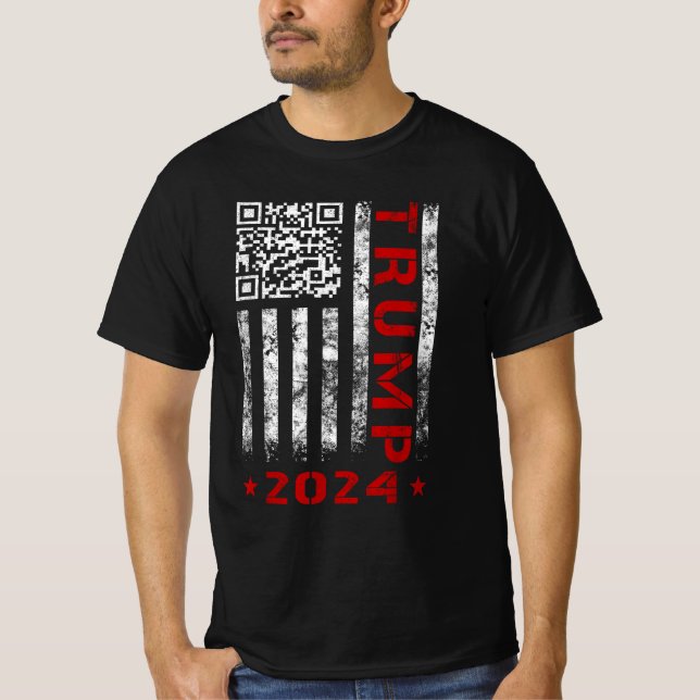 Camiseta American Flag Trump 2024 45/47 QR Dancing Code (Frente)