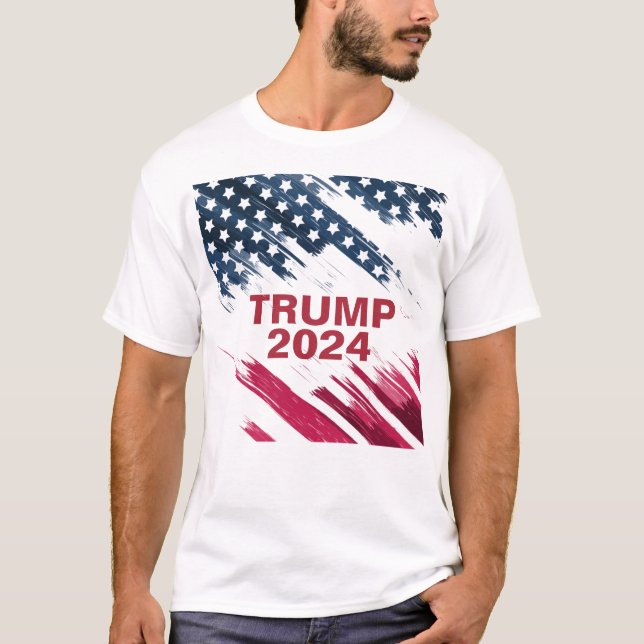 Camiseta American Flag Trump 2024 T-Shirt (Frente)