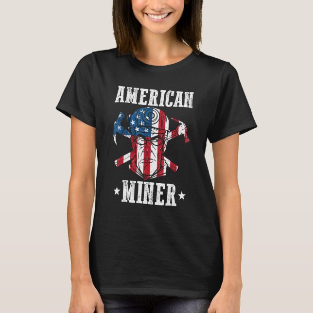 Camiseta American Flag Underground Mining American Miner Am (Frente)