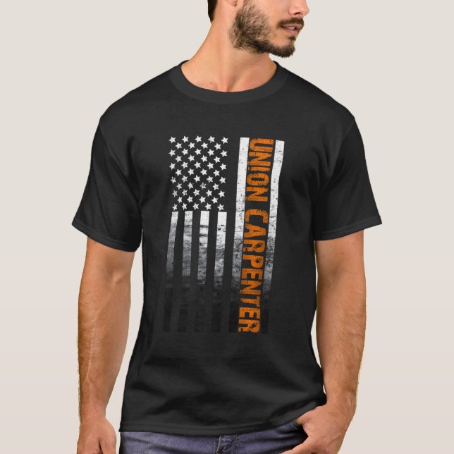 Camiseta American Flag Union Carpenter Woodworking (Frente)