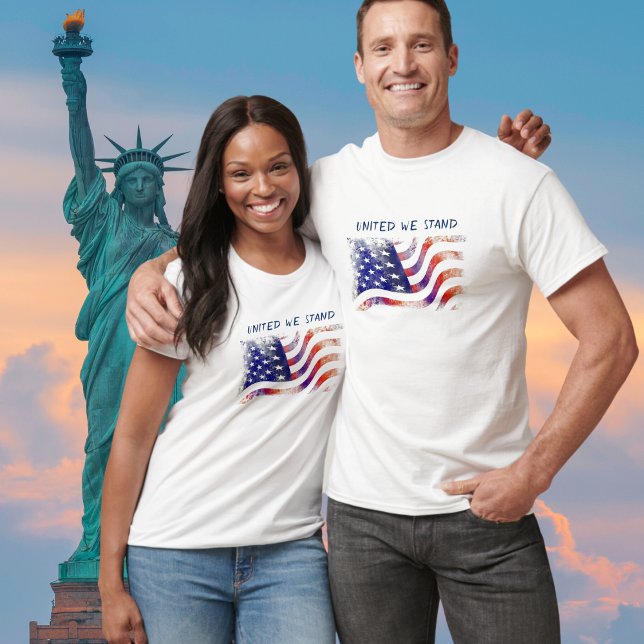 Camiseta American Flag, United We Stand (American Flag, United We Stand T-Shirt - Men's and Women's Sizes)