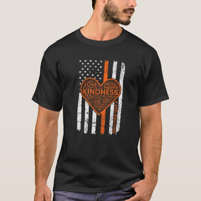 Camiseta American Flag Unity Day Orange Kids Anti bullying (Frente)