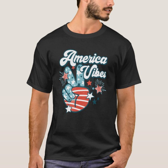 Camiseta American Flag USA 4th of July Independence Day Pat (Frente)