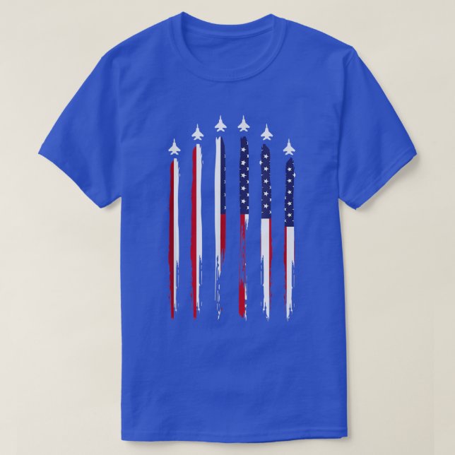 Camiseta American Flag USA Airplane Jet Fighter 4th of July (Frente do Design)