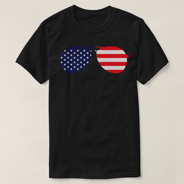 Camiseta American Flag USA Aviator Sunglass (Frente do Design)