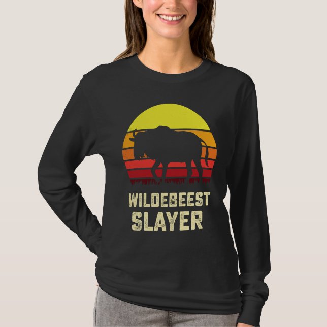Camiseta American Flag USA Blue Wildebeest Gnu Antelope Hun (Frente)