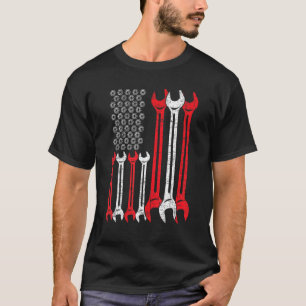 Camiseta American Flag Usa Diesel Mechanic Automóvel