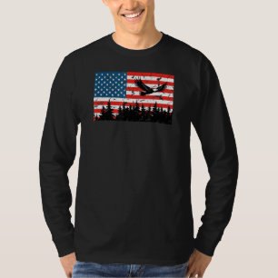 Camiseta American Flag Usa Patriotic Eagle Flying Trees Gra