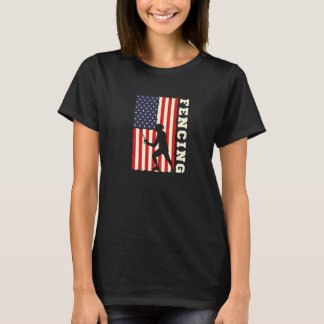 Camiseta American Flag USA Patriotic Fencing Fencing Coach