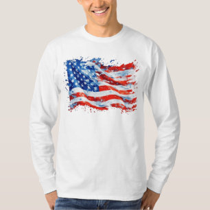 Camiseta American Flag USA Watercolor 4 de julho