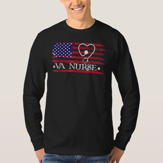 Camiseta American Flag VA Nurse Patriotic 4th Of July (Frente)