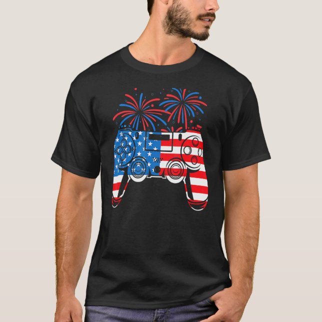 Camiseta American Flag Video Game Controller Happy 4th Of J (Frente)