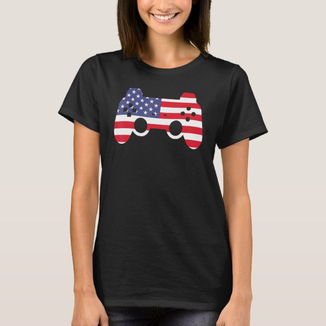 Camiseta American Flag Video Game Controller Usa Gamer 4º (Frente)