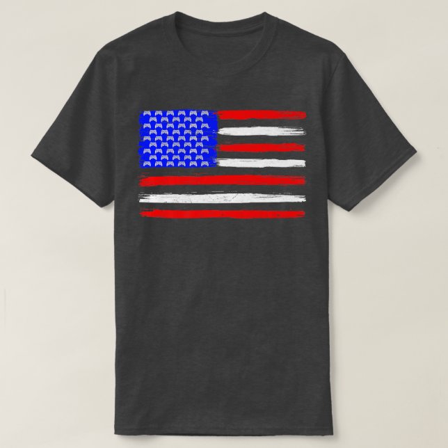 Camiseta American Flag Video Game Patriotic 4th Of July Chr (Frente do Design)