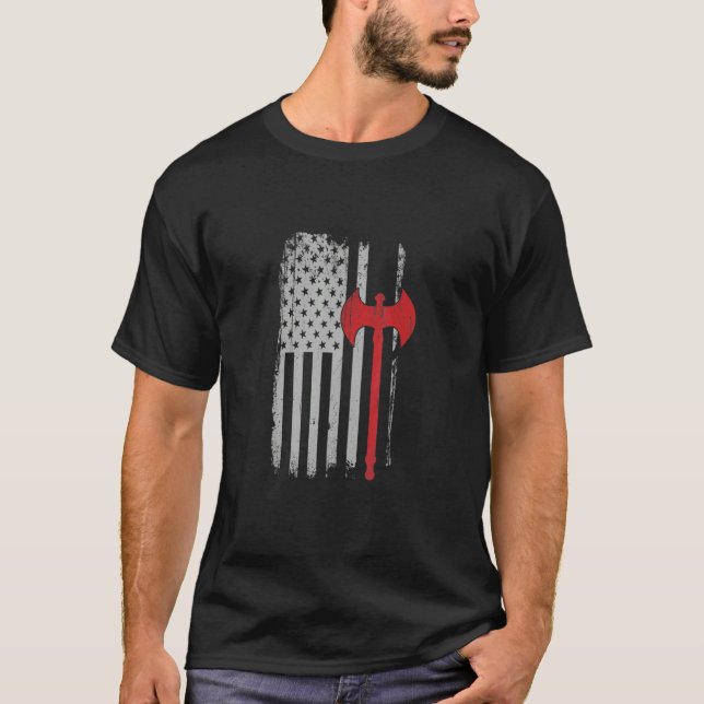 Camiseta American Flag Viking Ax (Frente)
