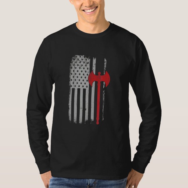 Camiseta American Flag Viking Ax (Frente)