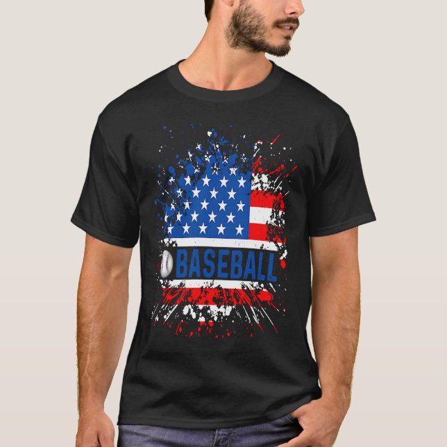 Camiseta American Flag Vintage Baseball  Patriotic Baseball (Frente)