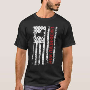 Camiseta American Flag Vintage Dachshund Mãe Wiener Doxie S
