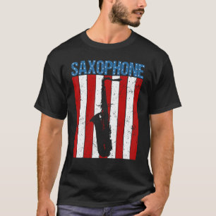 Camiseta American Flag Vintage Saxophone Jazz Player