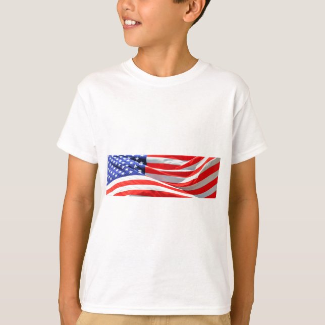 Camiseta American Flag, você pode adicionar texto e carrega (Frente)