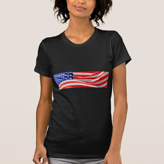 Camiseta American Flag, você pode adicionar texto e carrega (Frente)