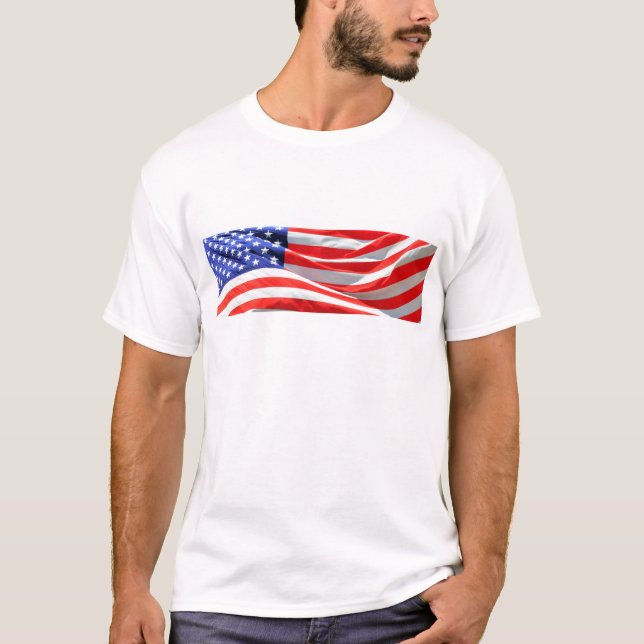 Camiseta American Flag, você pode adicionar texto e carrega (Frente)