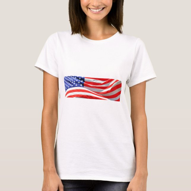 Camiseta American Flag, você pode adicionar texto e carrega (Frente)