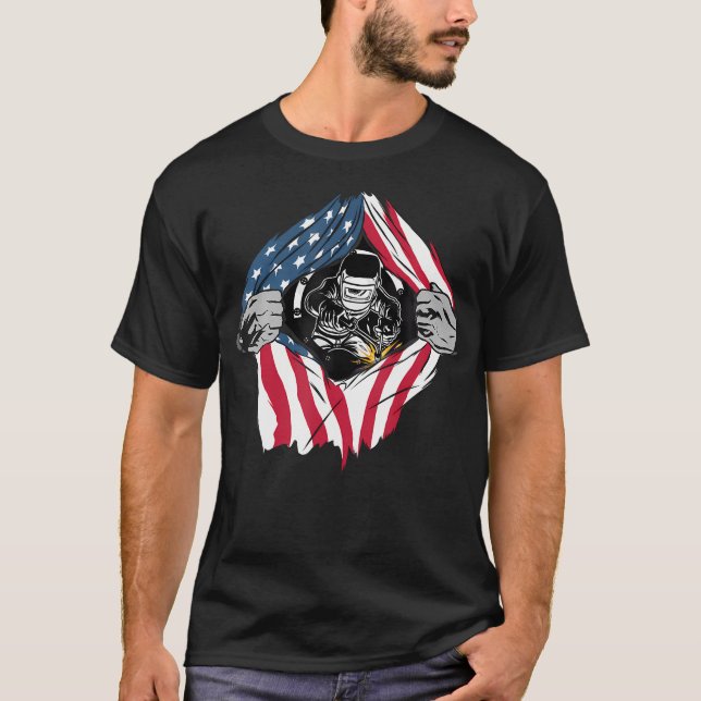 Camiseta American Flag Welder Patriotic Usa 4 De Julho (Frente)