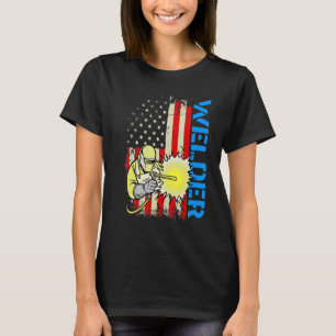 Camiseta American Flag Welder Solder Vintage Metal Worker