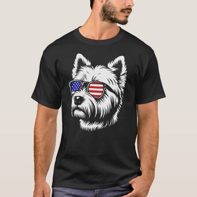 Camiseta American Flag West Highland White Terrier Dog West (Frente)