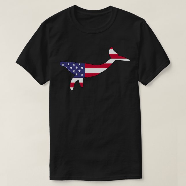 Camiseta American Flag Whale Happy 4 de julho de 6 (Frente do Design)