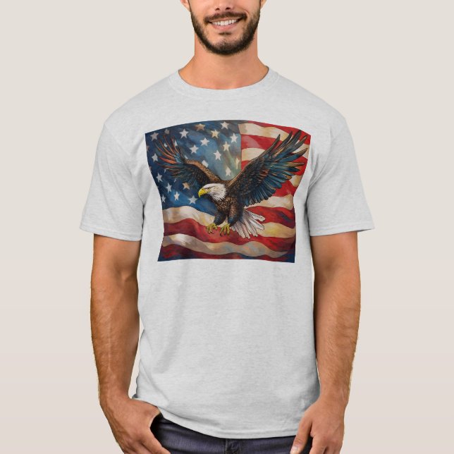 Camiseta American Flag with Bald Eagle (Frente)