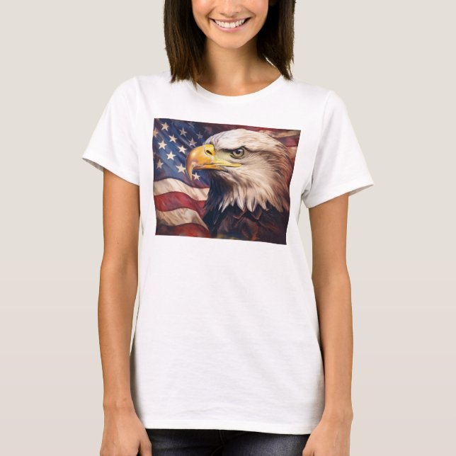 Camiseta American Flag with Bald Eagle Head (Frente)