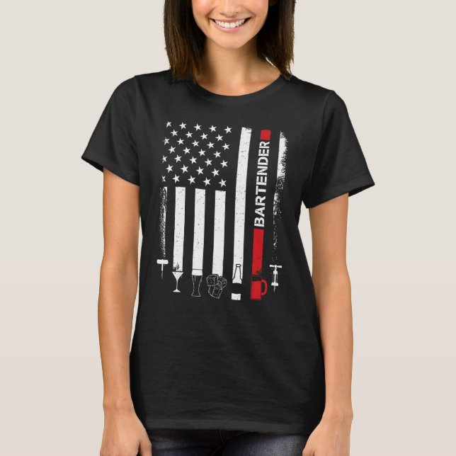 Camiseta American Flag With Bartender  For Women Men (Frente)