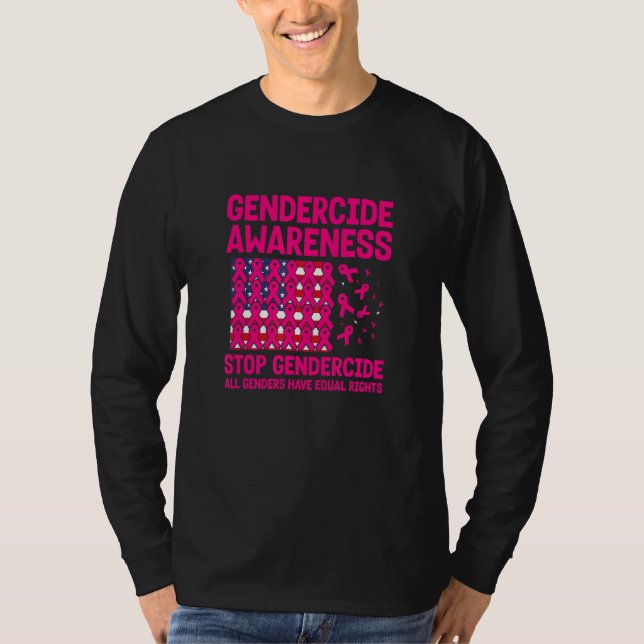 Camiseta American flag with Pink ribbons for gendercide awa (Frente)