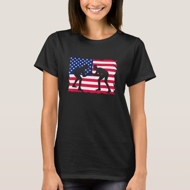 Camiseta American Flag Wrestling Wrestler Wrestling Fan (Frente)