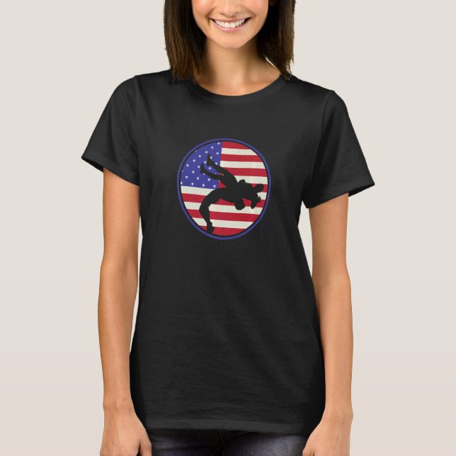 Camiseta American Flag Wrestling Wrestler Wrestling Fan  7 (Frente)