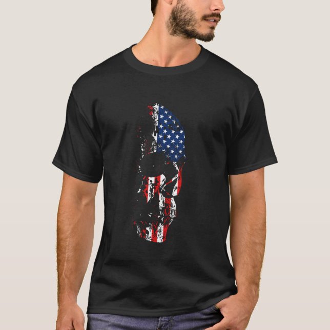 Camiseta American Flag Zombie Skull (Frente)