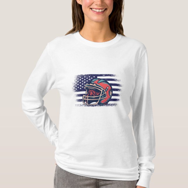 Camiseta American Football Fan Jersey Shirt USA Flag (Frente)