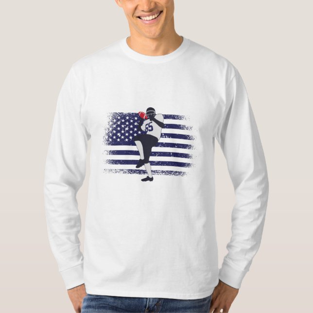 Camiseta American Football Fan Jersey Shirt USA Flag (Frente)