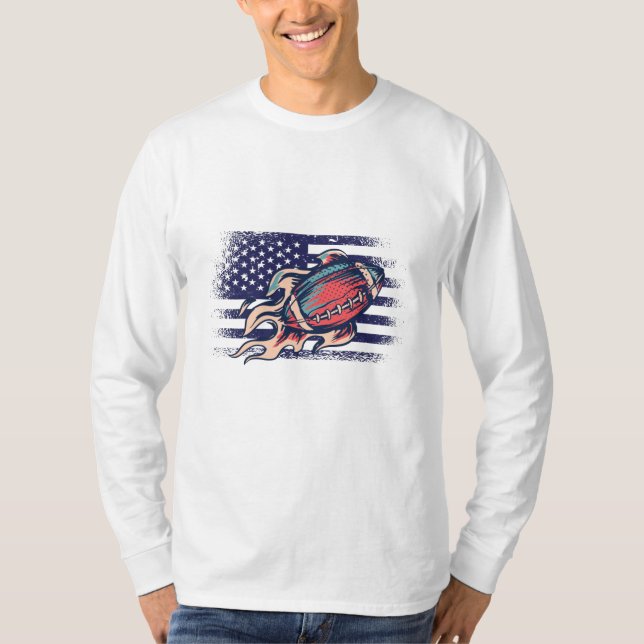 Camiseta American Football Fan Jersey Shirt USA Flag (Frente)