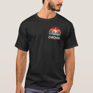 Camiseta American Football Helmet with Chicago Skyline Over