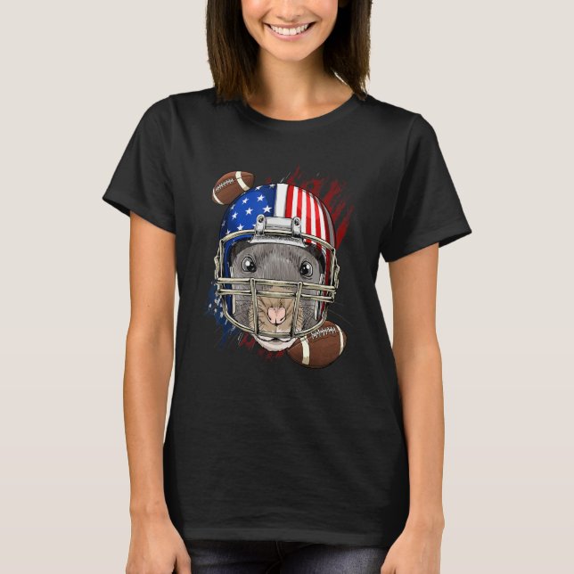 Camiseta American Football Player Rat Patriotic 4th Of July (Frente)
