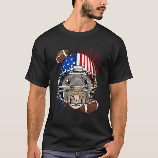 Camiseta American Football Player Rat Patriotic 4th Of July (Frente)