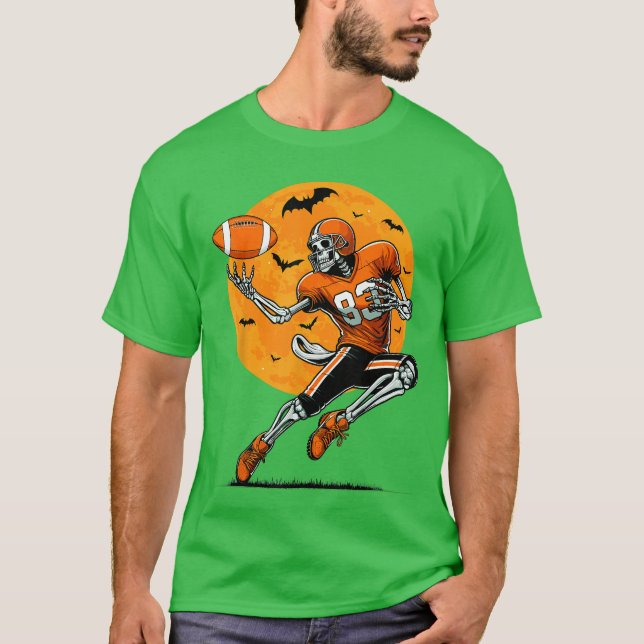 Camiseta American Football Skeleton Boys Halloween Football (Frente)