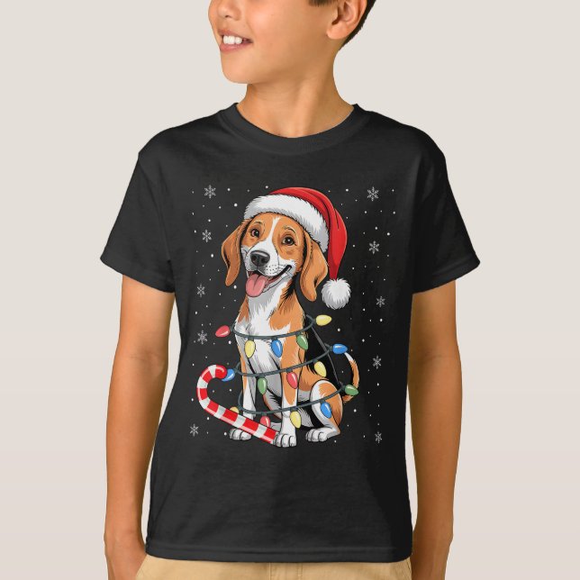 Camiseta American Foxhound Dog Ugly Christmas Candy Cane Tr (Frente)