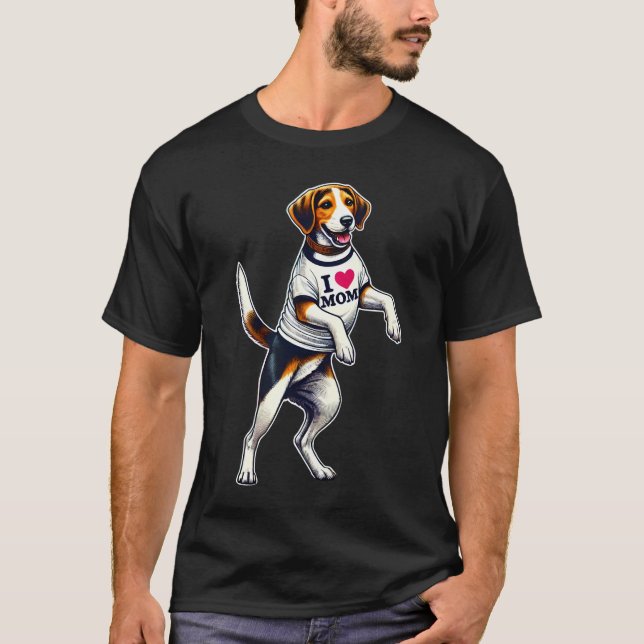 Camiseta American Foxhound Mãe Eu Amo Mãe Americana (Frente)