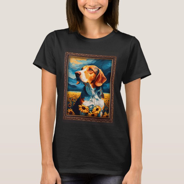 Camiseta American Foxhound Painting Sunflower Flower Mom Wo (Frente)